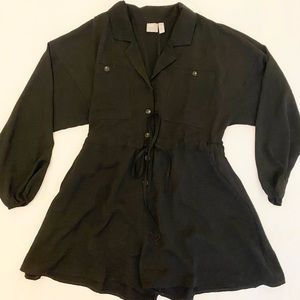 Black Romper with Waist Tie